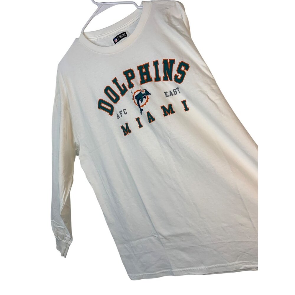 NFL Miami Dolphins Long Sleeve T-Shirt Mens L White Cotton RAA10421 New
